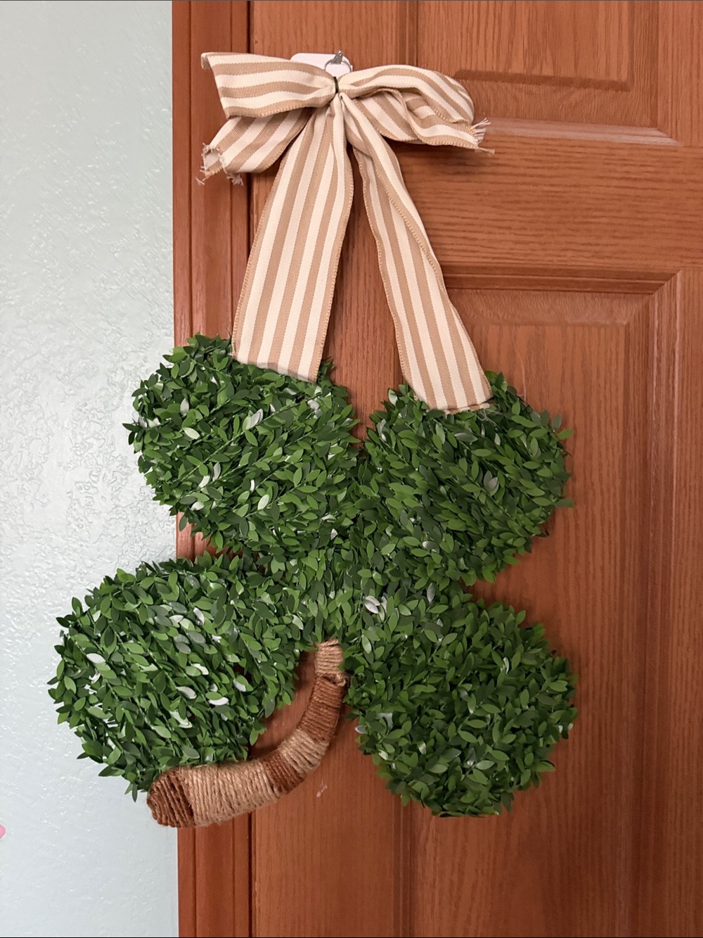 Four Leaf Clover Boxwood Wreath 15” Shamrock St Patrick’s Day Farmhouse Decor